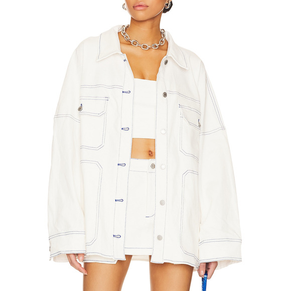 Women's White Oversized Jacket - Picture 1 of 4
